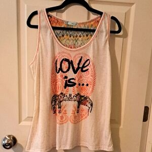 Maurices Pink and Black Graphic Sleeveless Tank Top